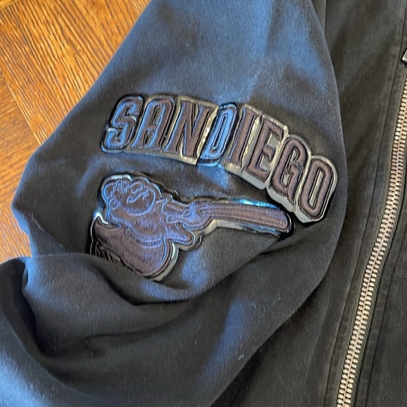 PRO STANDARD SAN DIEGO PADRES Black Zip-Up Hoodie with Embroidered Logo L - Picture 4 of 9